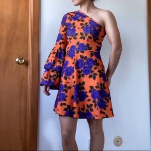 ASOS One Shoulder Orange and Purple Floral Dress